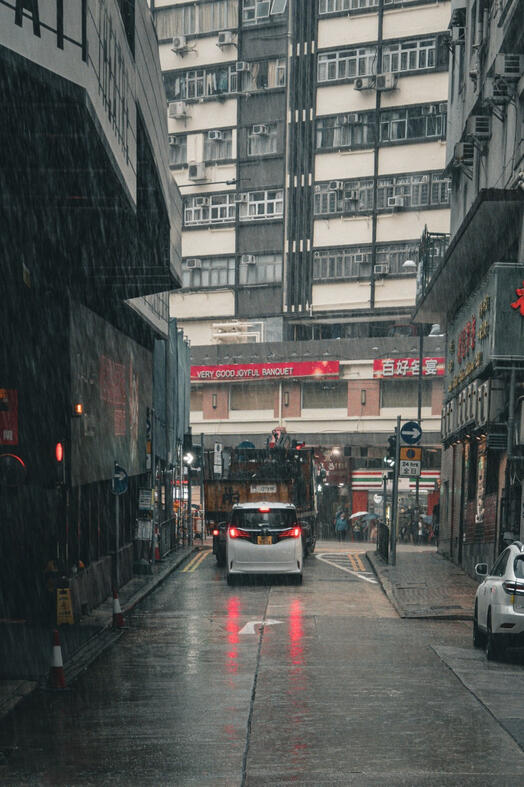 Rainy Street. Hong Kong.